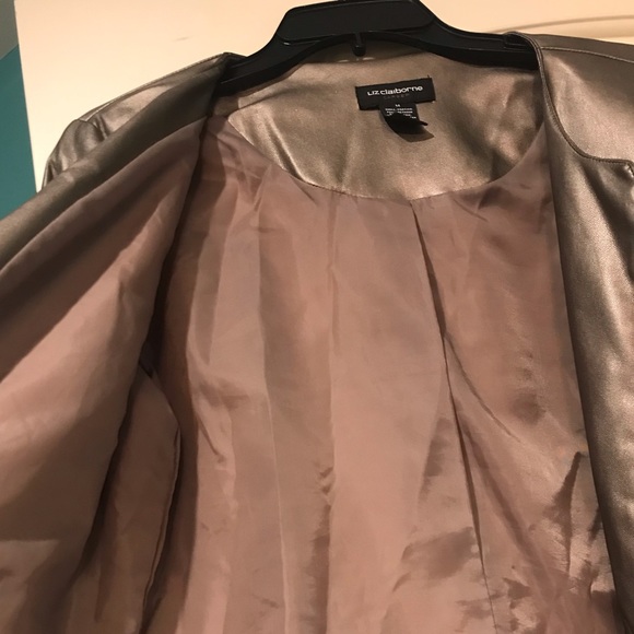 Liz Claiborne Faux Leather Jacket Metallic M - Picture 5 of 5